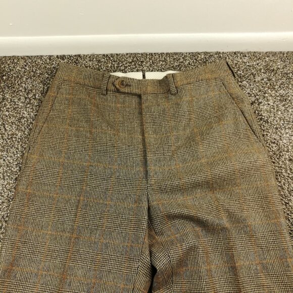 NWOT Alfred Dunhill Suit Wool Cashmere Glen Plaid Beige Brown 38R 30W Italy Made - Picture 13 of 14
